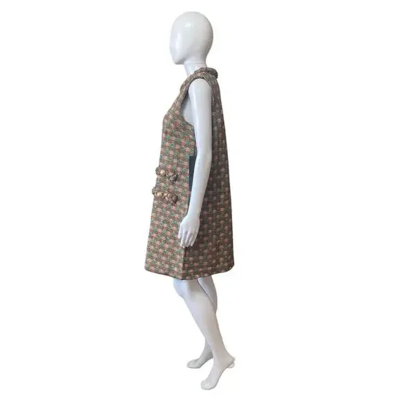 TUCKERNUCK Neapolitan Tweed Sleeveless Jackie Dress Brown Green Size Large - Picture 7 of 11